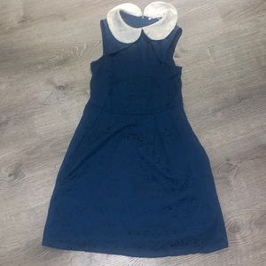 Blue dress with white collar